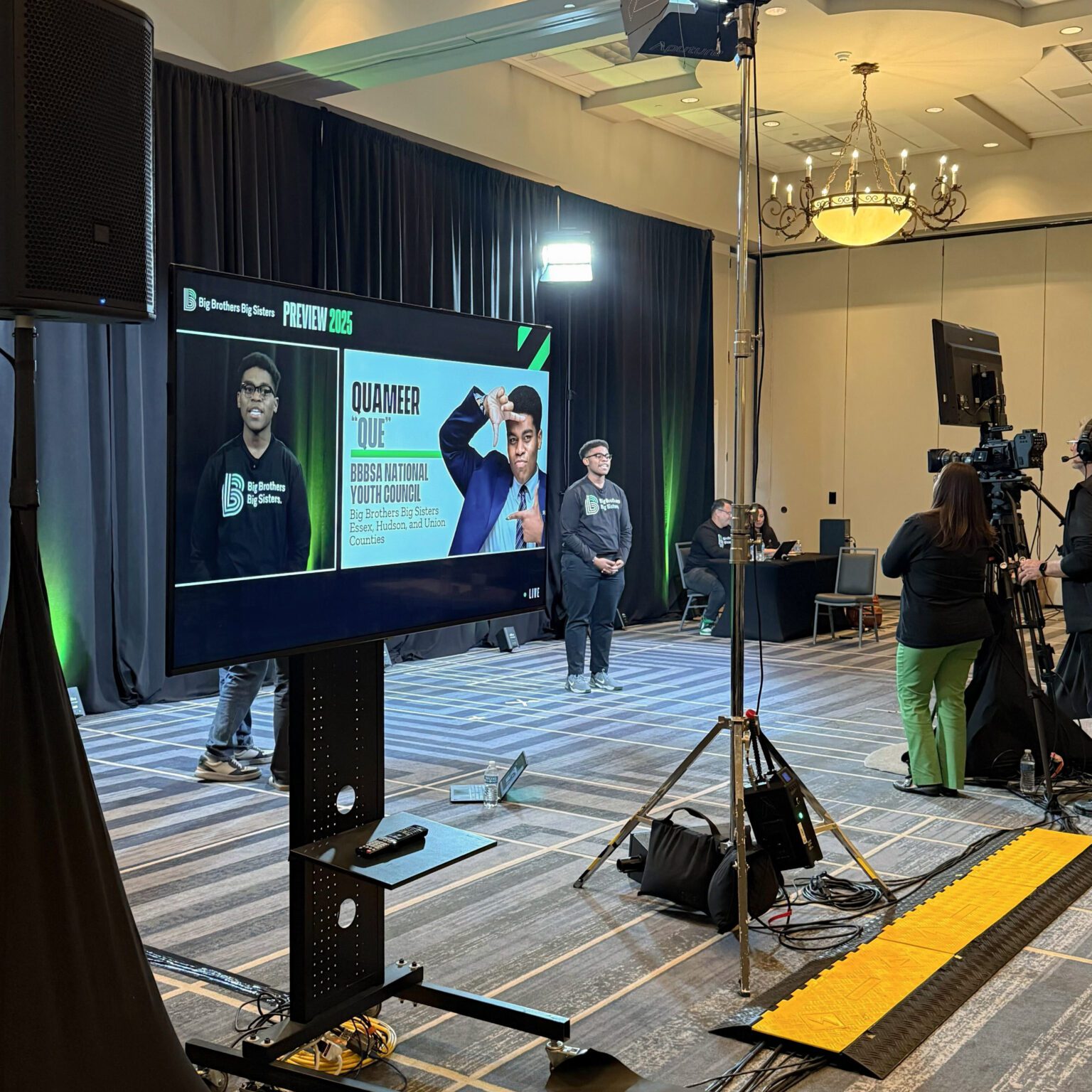 DCE Production crew filming content for a virtual event for Big Brothers Big Sisters